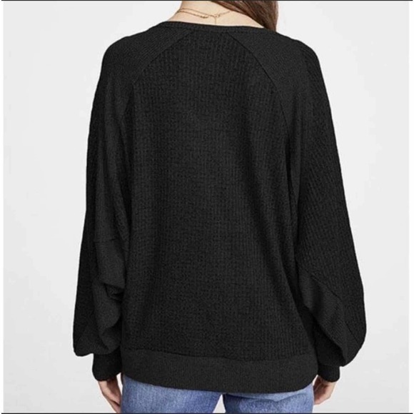 Free People Santa Clara Thermal Textured Knit Top Size Medium Black - Picture 4 of 8